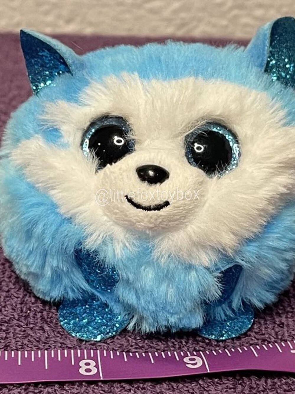 Ty Teeny Puffies Prince Husky Plush Blue White Sparkle Eyes Dog 42513 ESSA Cute